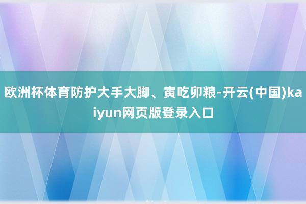欧洲杯体育防护大手大脚、寅吃卯粮-开云(中国)kaiyun网页版登录入口